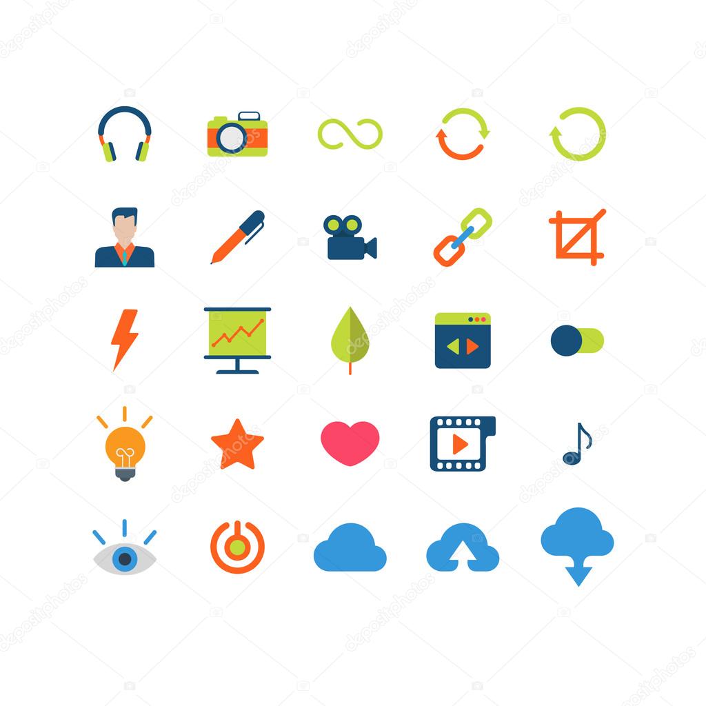 Flat style of app interface icons