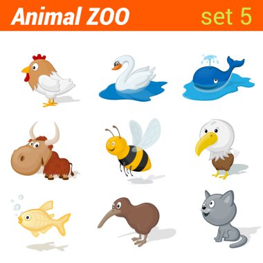 Komik çocuk hayvan Icon set.