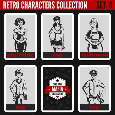 Retro vintage people collection clipart