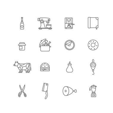 Mutfak şeyler yemek ve gıda simgeler