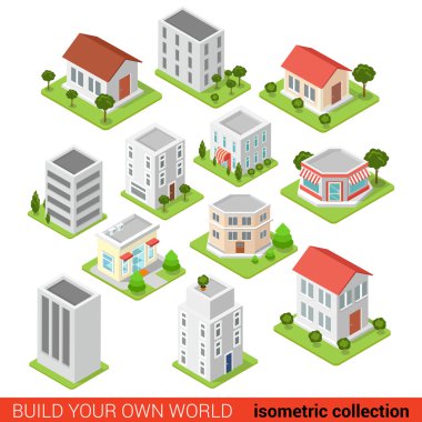 isometric building infographic concept.