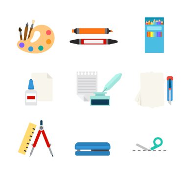 modern stationery tools clipart