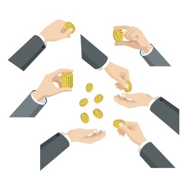 hands with coins concept.