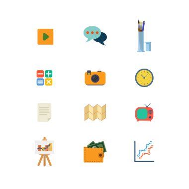 düz Stil simge seti.