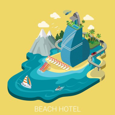 isometric creative beach hotel
