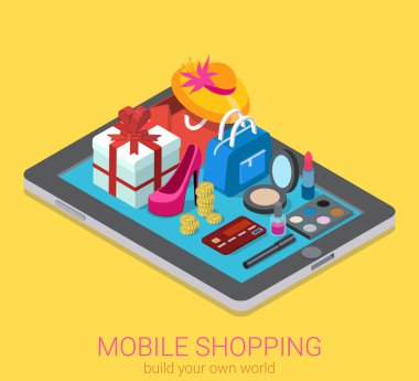 isometric creative mobile shopping