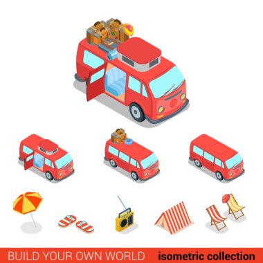 creative hippie van icon set.