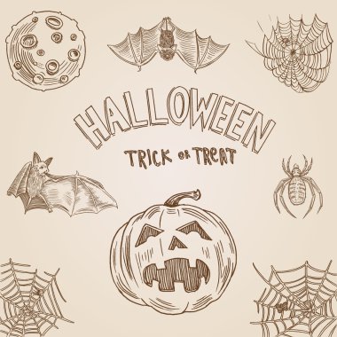 Halloween party engraving style