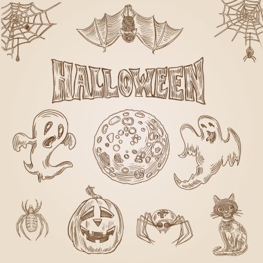 Halloween party engraving style