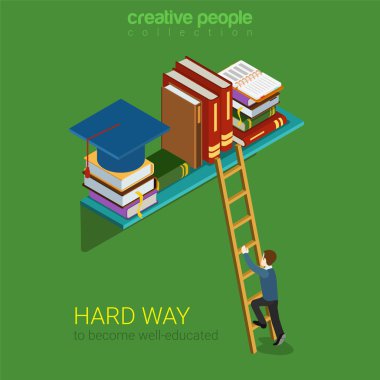 man climb ladder to book shelf