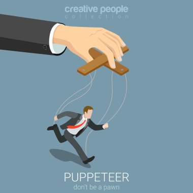 Businessman puppet and big  hand