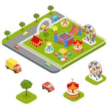 Eğlence Parkı simgelerin Carousels ve Etkinlikler