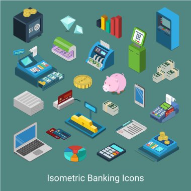banking financial icons set