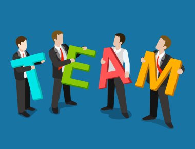 Businessmen holding T E A M letters