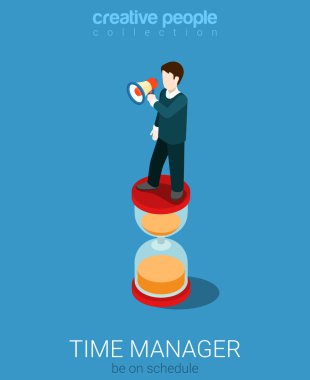 Micro businessman with loudspeaker