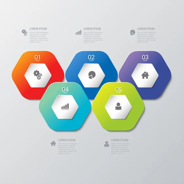 Étapes du processus hexagonal — Image vectorielle