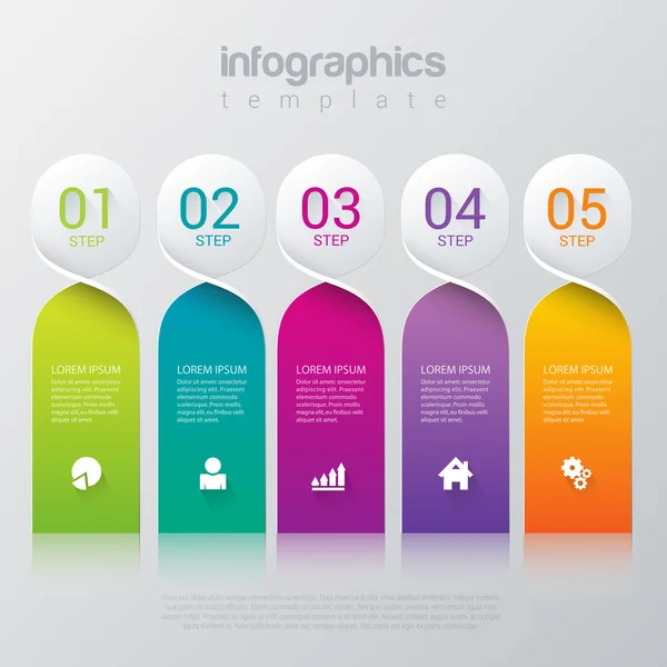 Infográficos multicoloridos de rótulo elegante simples — Vetor de Stock