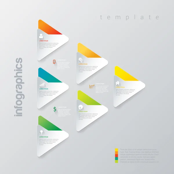 Infografías multicolores triangulares con estilo — Vector de stock