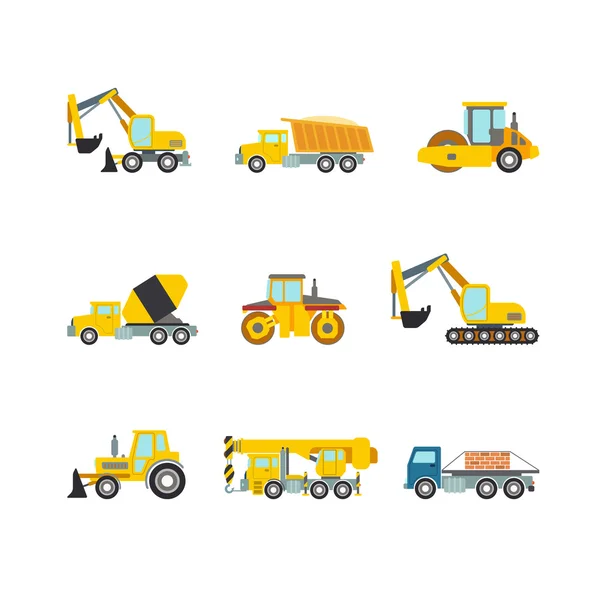 Construction site wheeled tracked vehicles — Stock Vector