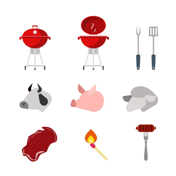 Barbecue carne icone infografiche — Vettoriale Stock