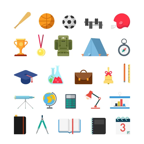 School college sports education icons — Stock Vector