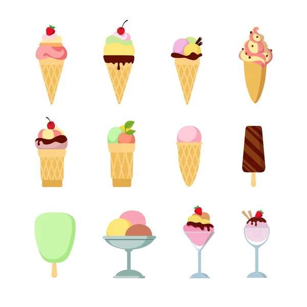 Conjunto de ícones de sorvete doce . —  Vetores de Stock