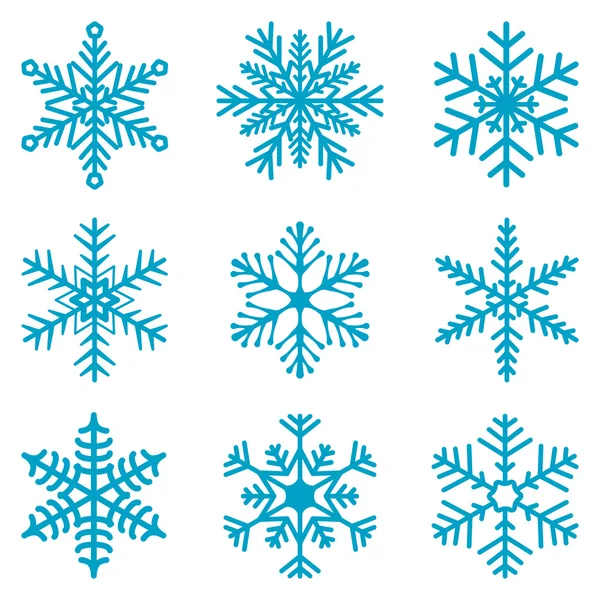 Copos de nieve iconos conjunto — Vector de stock