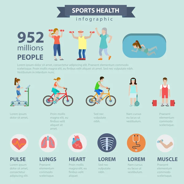 Konsep olahraga kesehatan infografis - Stok Vektor
