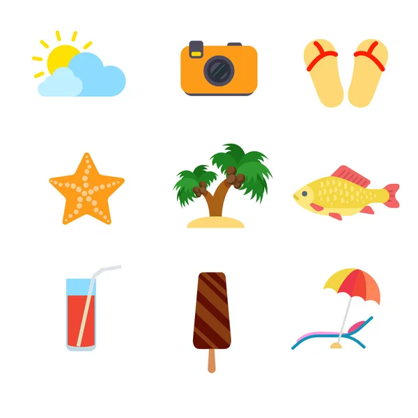 Vacation concept icon set. — Stok Vektör