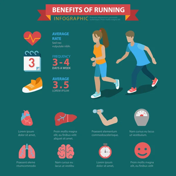 Running benefits  infographics concept — ストックベクタ