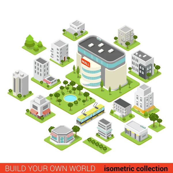 Isometric city building block — 스톡 벡터