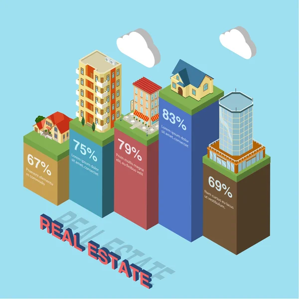 Costruzione immobiliare infografica concetto — Vettoriale Stock