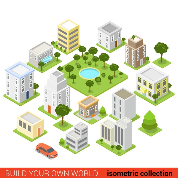 Isometric city building block — Stockvector