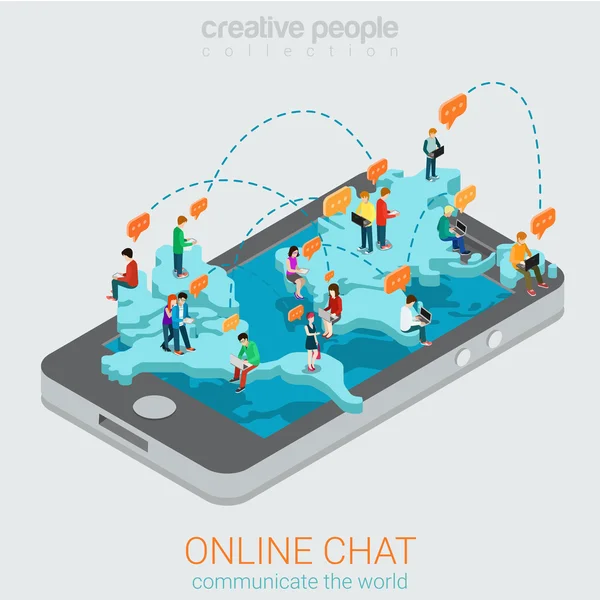 Chat en ligne concept isométrique . — Image vectorielle