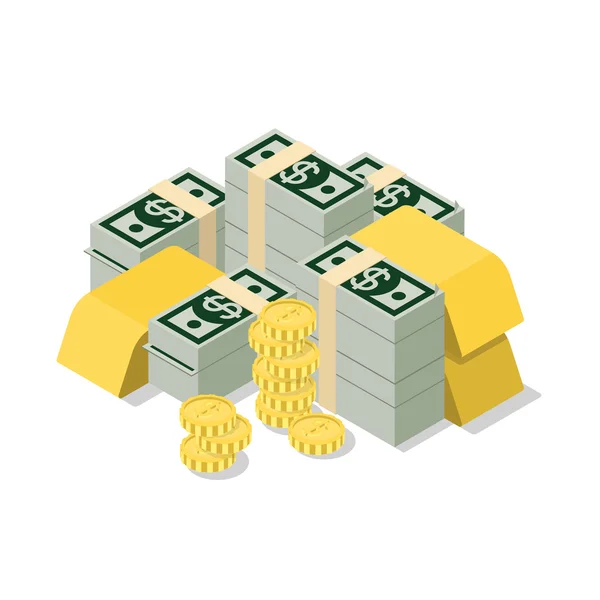 Heap of dollar banknote pack — Stockvector