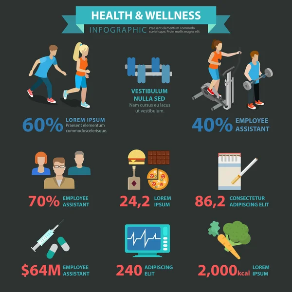 Concepto de infografías de bienestar para la salud — Vector de stock