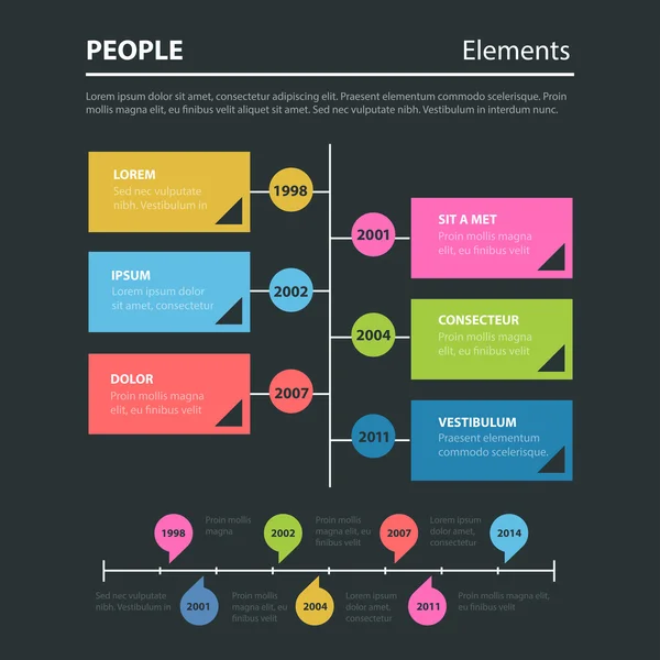 Historical flat style thematic infographics — 图库矢量图片