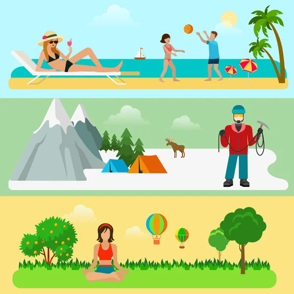 Conjunto moderno de actividades al aire libre . — Vector de stock