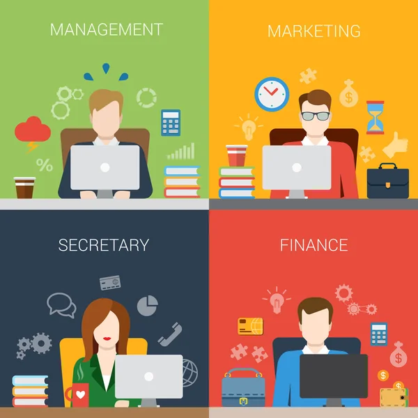 Secretario de marketing finanzas personas — Vector de stock