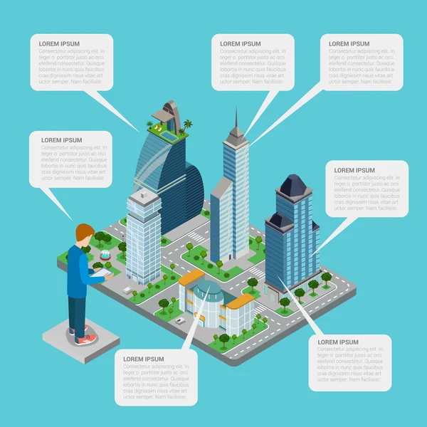 Cidade imóveis realty edifícios megalopolis —  Vetores de Stock