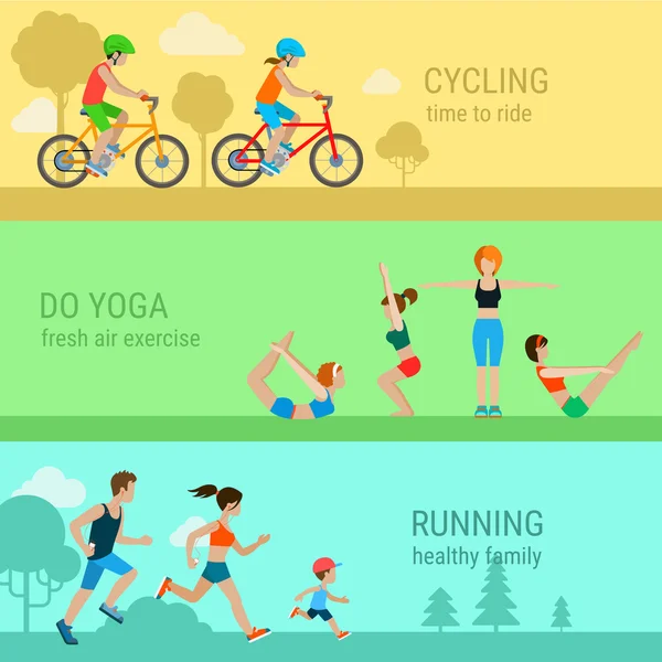 Conjunto moderno de actividades deportivas al aire libre — Vector de stock