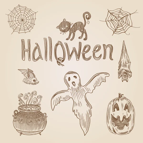 Halloween party engraving style — Stok Vektör