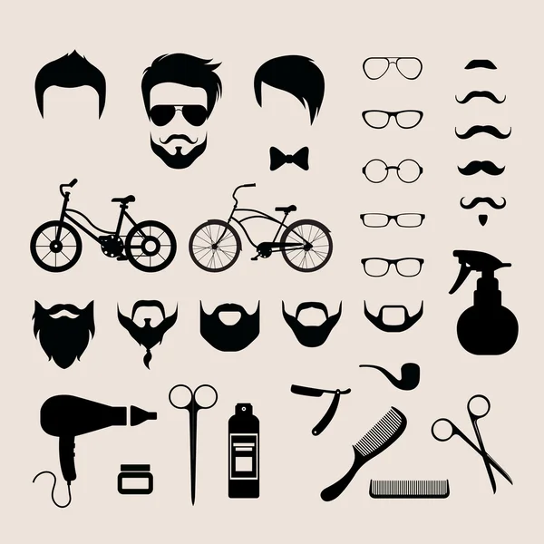 Iconos de corte de pelo de barbería — Vector de stock