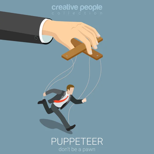 Businessman puppet and big  hand — Stok Vektör