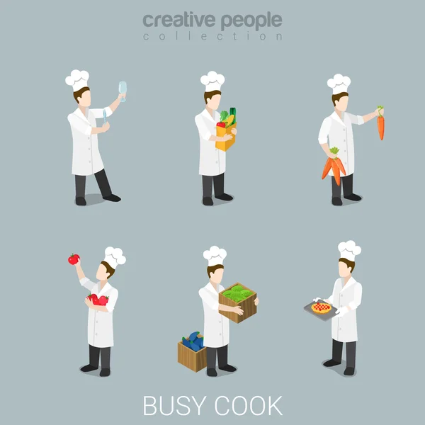 Isometric style busy cook — Stock Vector