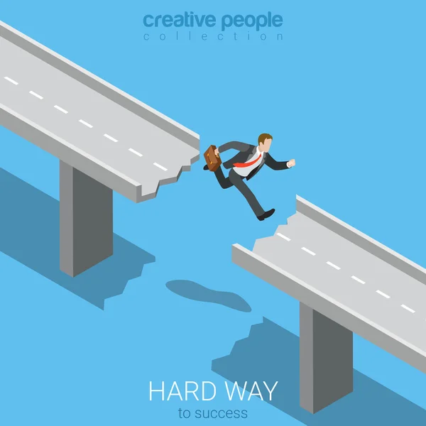 Businessman jump over hole — Stockvector