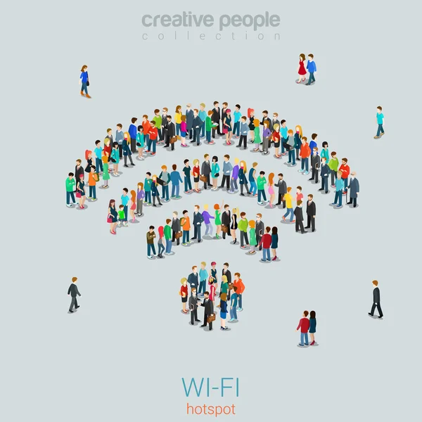 Grupo multitudinario formando señal WiFi — Vector de stock