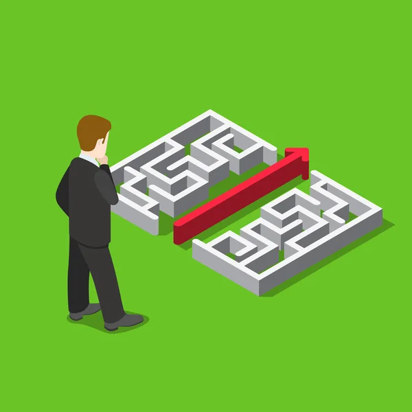 Businessman before labyrinth — Stockvector