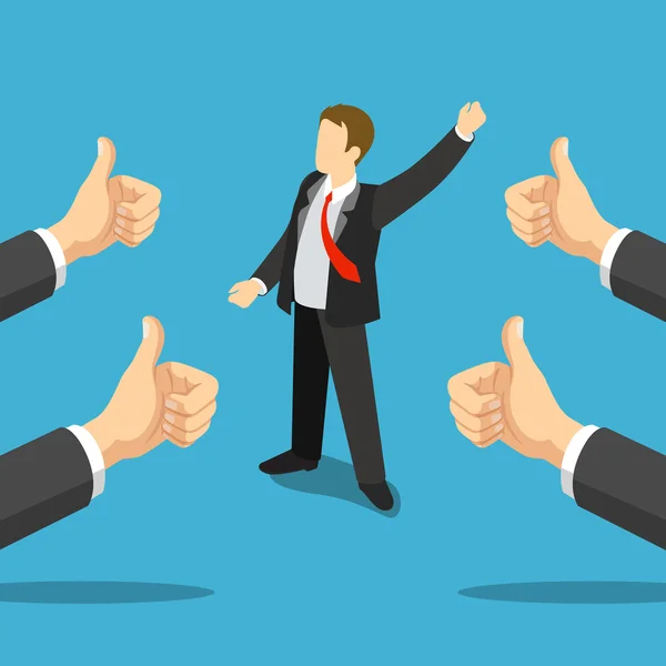 Businessman and thumbs up hands — Stockvector