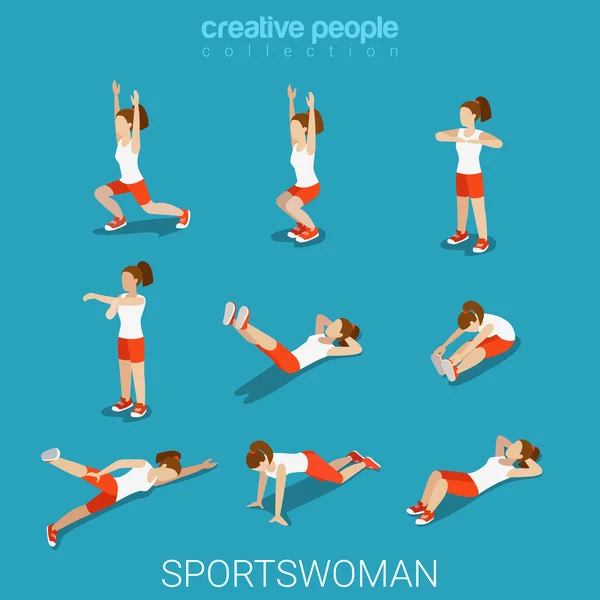 Isometric style sportswoman — Stock Vector